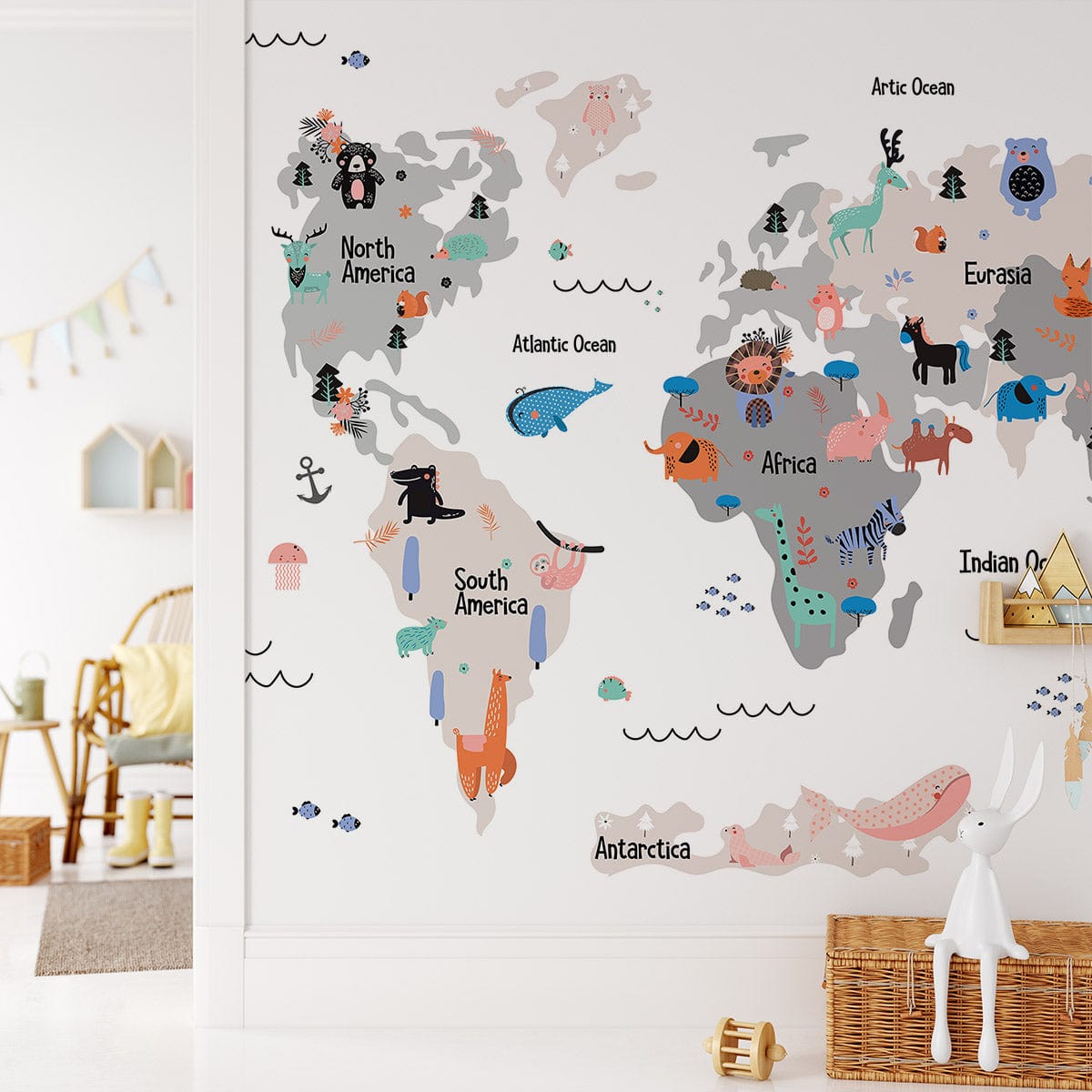 Animal map wall art that is both amusing and eye-catching