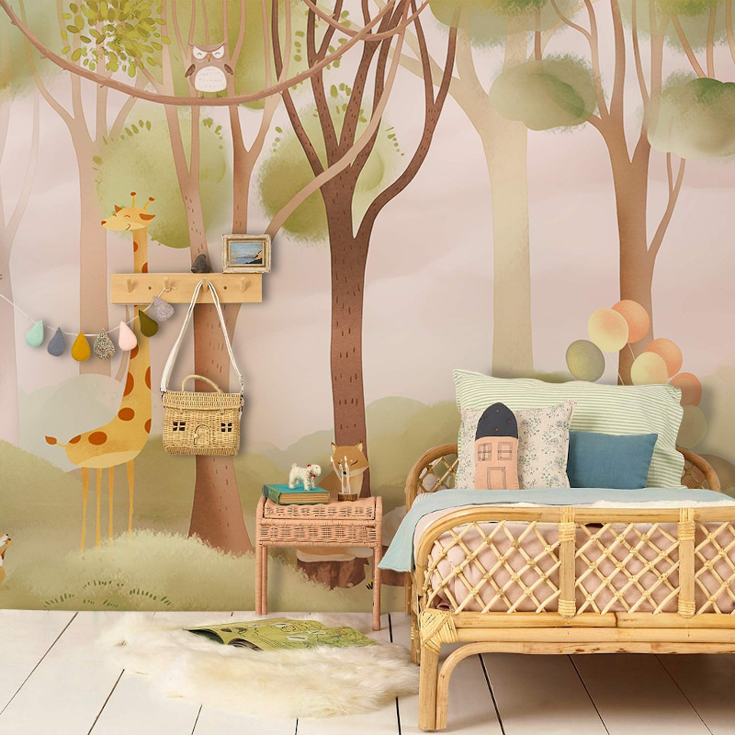 Picnic In Forest Cartoon Mural Design