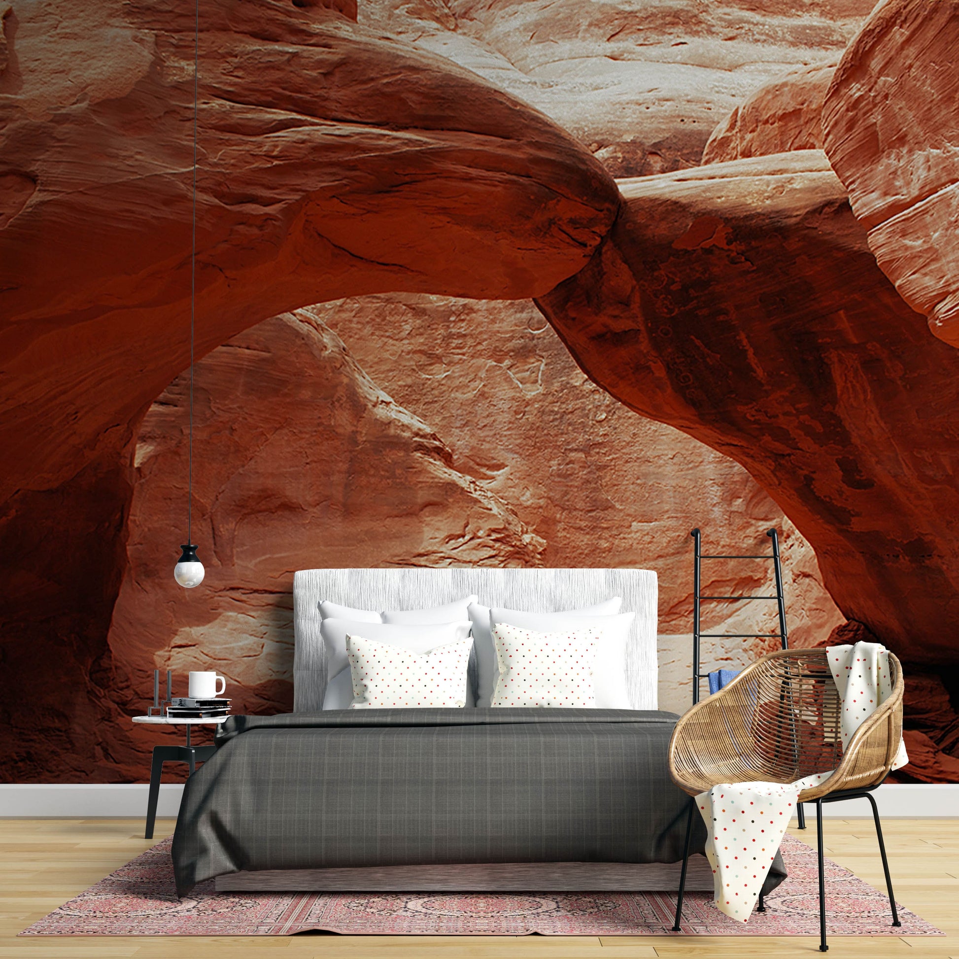 Rough Canyon Wall Mural Printed Wallpaper in the Style of a Desert Landscape for the Decoration of Bedrooms