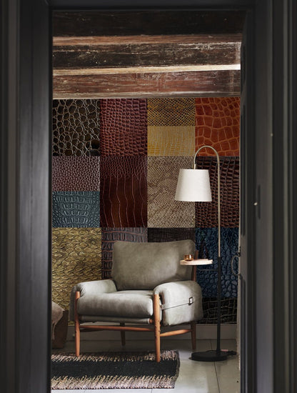 Luxurious Multi-Textured Leather Mural Wallpaper in living room