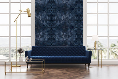 Blue Crocodile Skin Abstract Wallpaper in living room