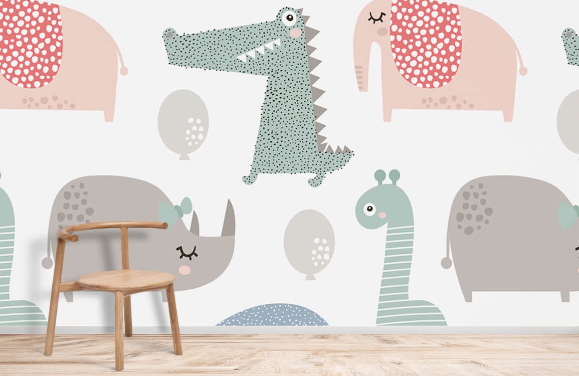 Animal Cartoon Wall Mural Paper for Use in Decorating Your Home