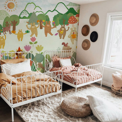 cutre animal gathering wall mural decoration