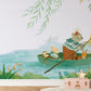 Whimsical Jungle Boat Animal Mural Wallpaper