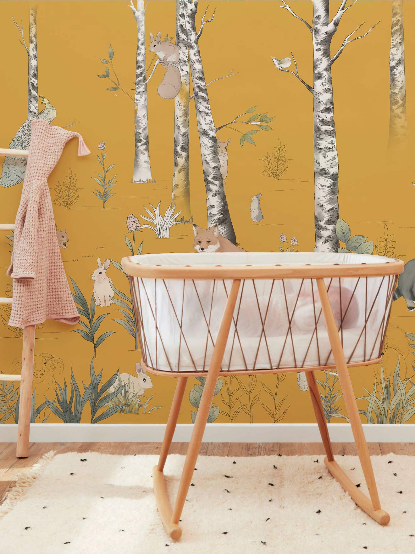 Forest Animals Cartoon Mural For Nursery Room