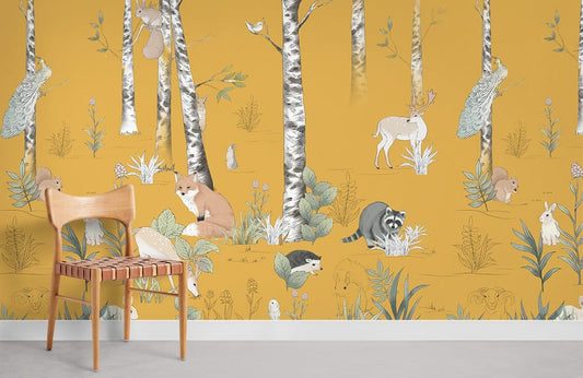 Forest Animals Wallpaper Mural Room Decoration Idea