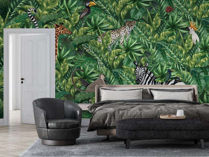 Animals from the Jungle Wallpaper Mural to Adorn Your Bedroom