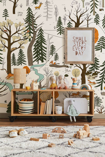Whimsical Forest Animals Wallpaper in child's room