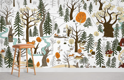 Whimsical Forest Animals Wallpaper