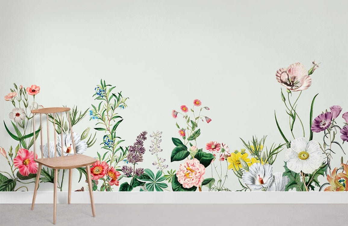 Animate Flowers Wallpaper Mural Room Decoration Idea