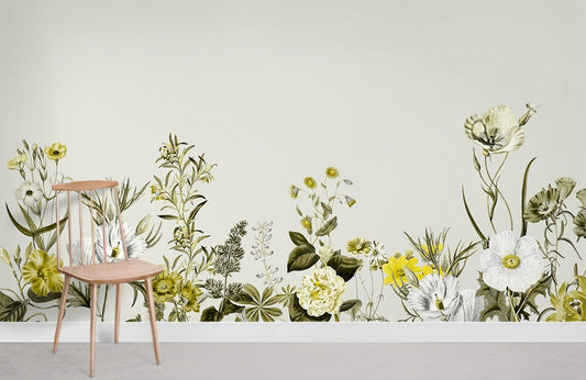 Animate Flowers Wallpaper Mural Room Decoration Idea