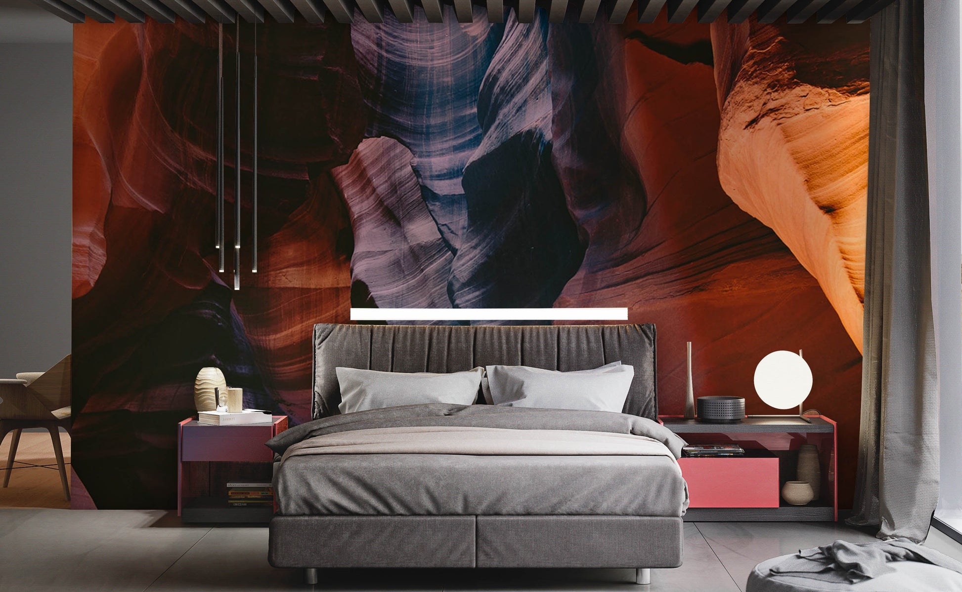 Wall mural of a colourful rock canyon, perfect for decorating a bedroom