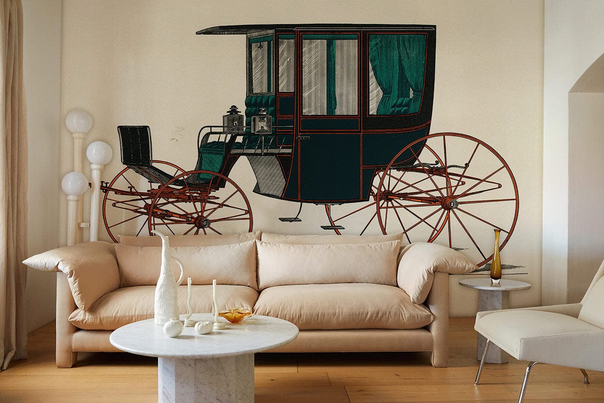 Antique Carriage vintage Wallpaper for living Room decor