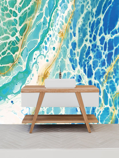 Aquarium Marble Wallpaper Mural for Living Room Design