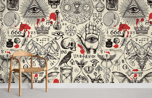 Archiac Religious Pattern Room Wallpaper Mural