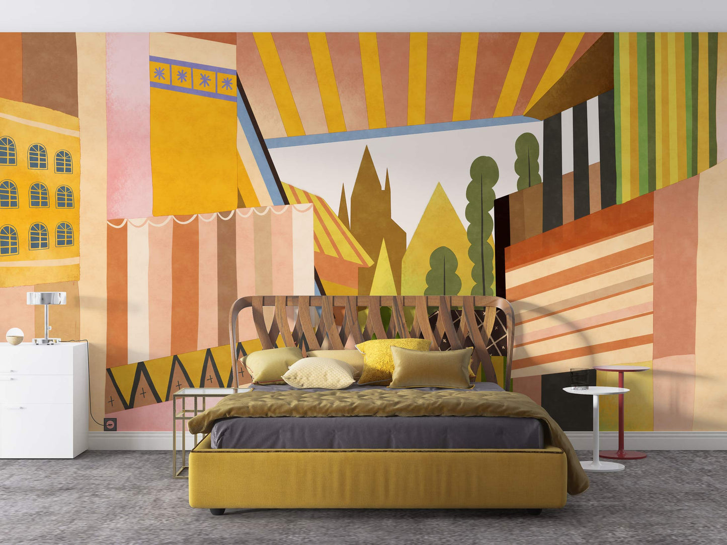 Reading and Architecture Printed Wallpaper Mural for Use in Bedroom Decorations