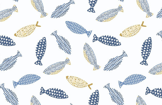 creative fish pattern wall mural design