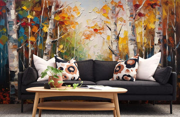 Abstract Forest Path Colorful Mural Wallpaper