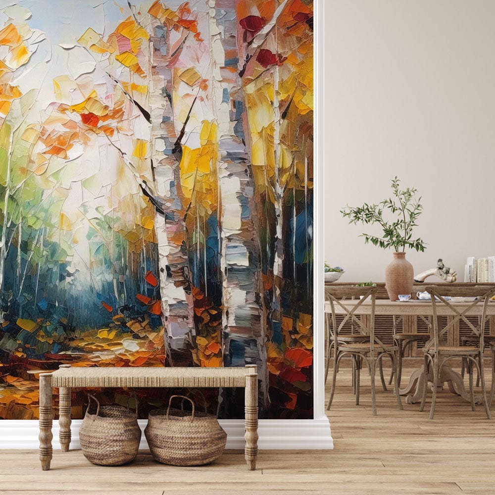 Abstract Forest Path Colorful Mural Wallpaper in dining room