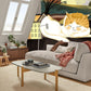 Living Room Animal Wallpaper Mural with a Cat Sleeping on a Rooftop