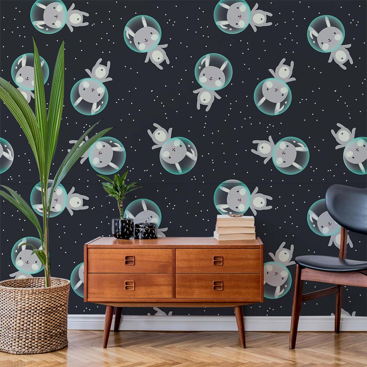 Astronaut Bunny Mural Wallpaper Home Interior Decor