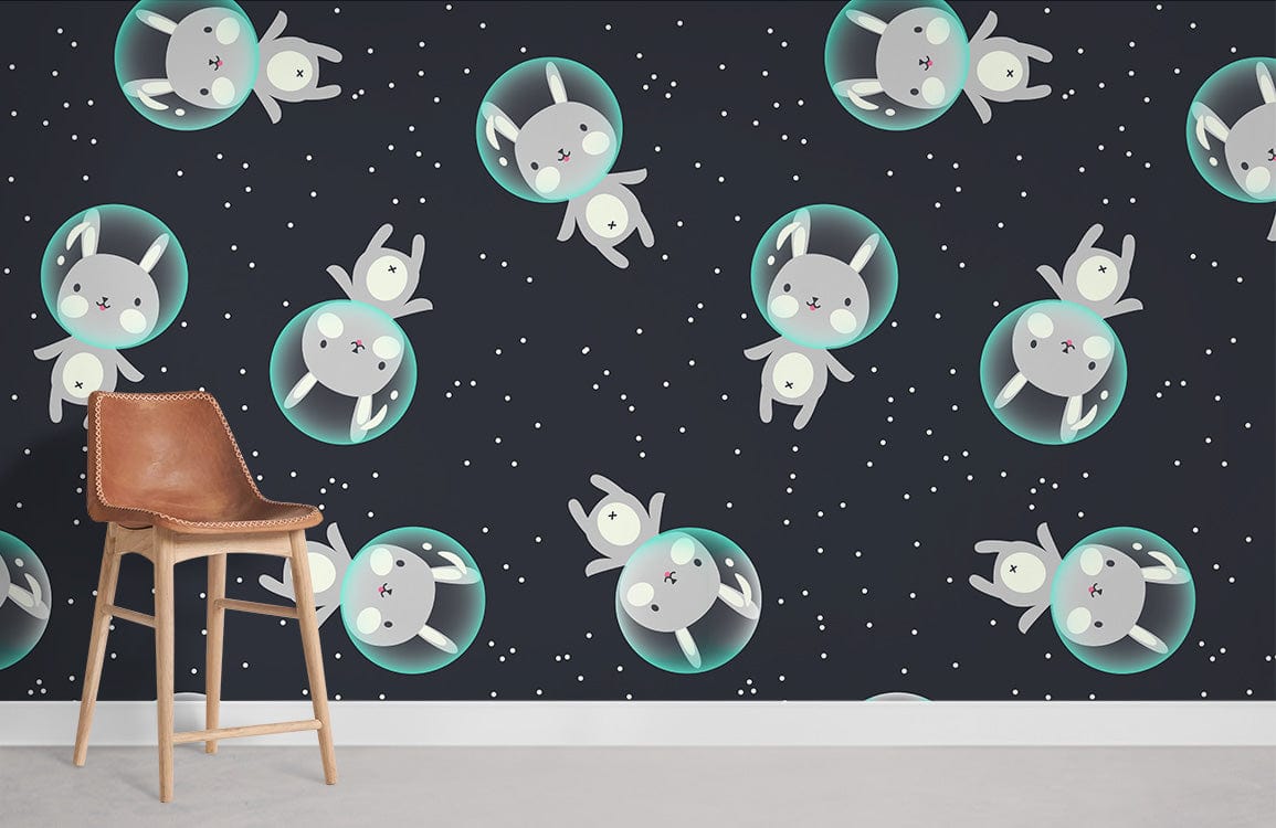 Astronaut Bunny Cartoon Animal Wallpaper Room Decoration Idea