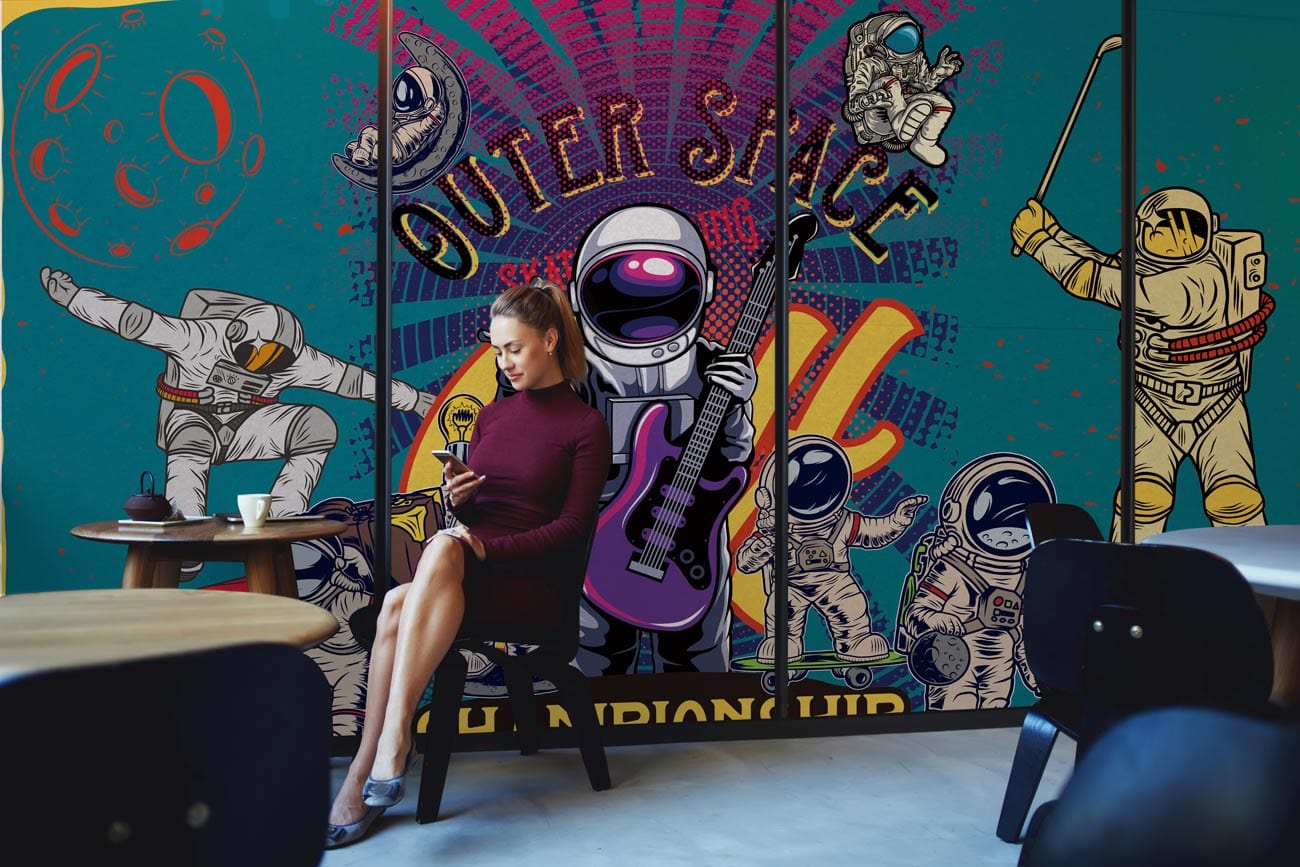 astronaut outer space wallppaer for cafe restaurant