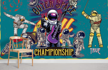 Buntes Weltraum-Meisterschafts-Mural-Hintergrundbild