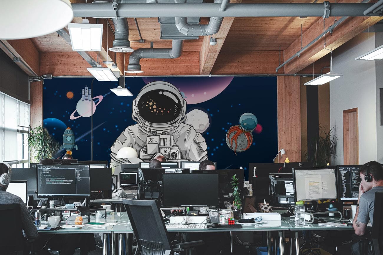 blue space galaxy astronaut decoration home office
