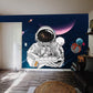 white astronaut with grand meteor wallpaper living room