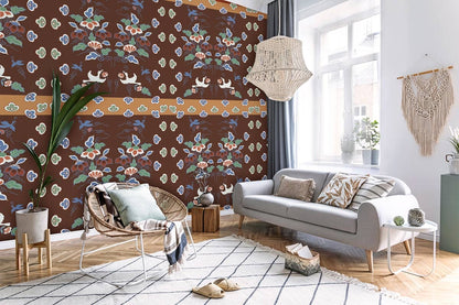 unique vintage red pattern wall mural decoration art