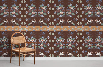Boho Botanical Animal Pattern Mural Wallpaper