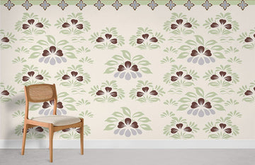 Vintage Blumenmuster Schlafzimmer Wandmalerei