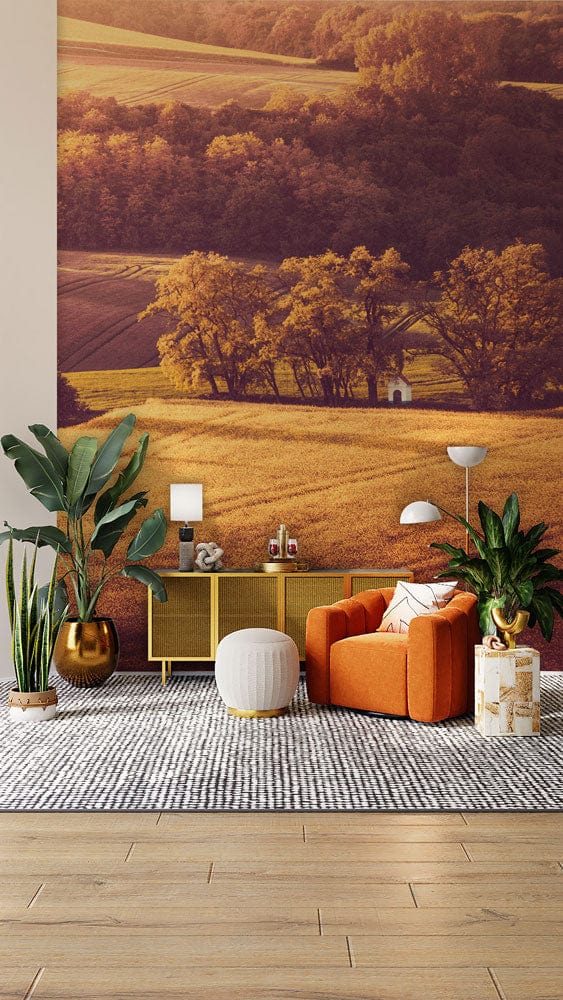 autumn forest wallpaper mural living room decor design