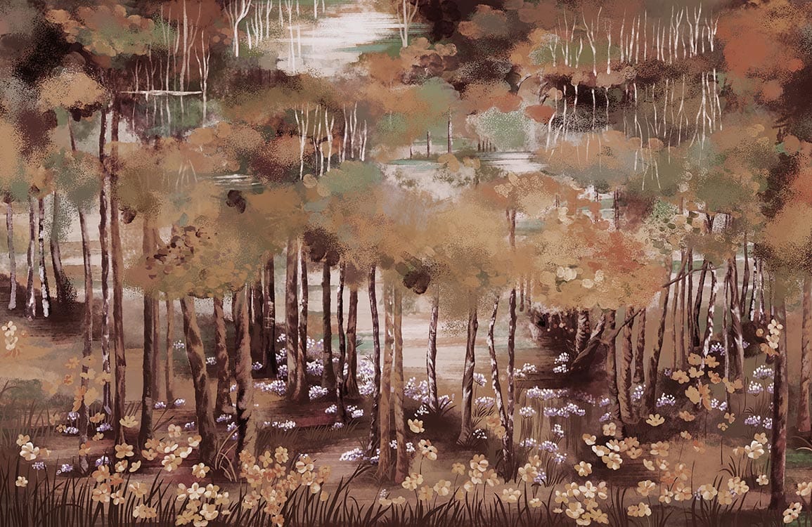 Autumn Forest Scenic Mural Wallpaper