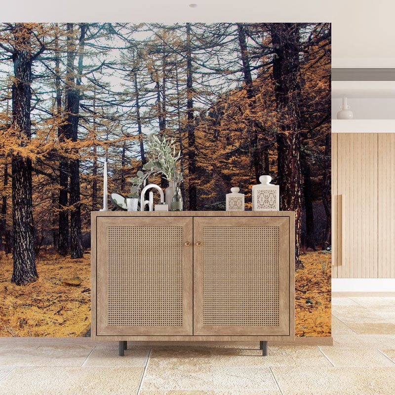 autumn forest wallpaper mural hallway custom design