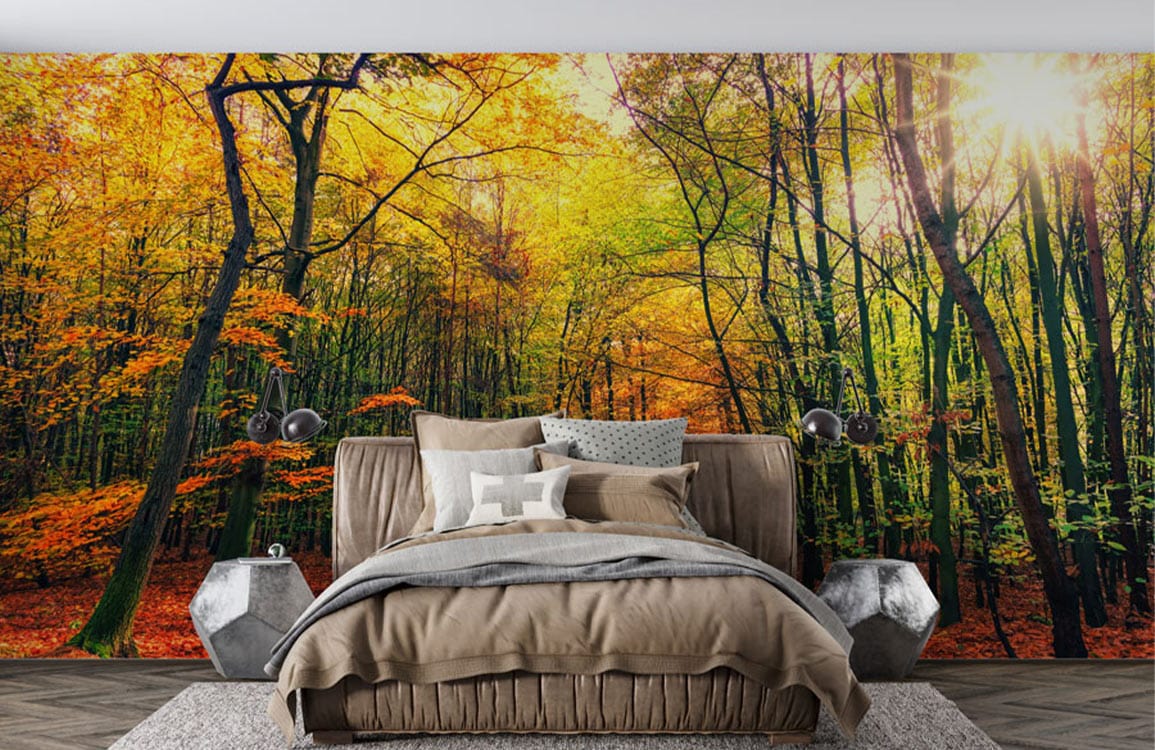 autumn maple leaf wallpaper mural bedroom decor