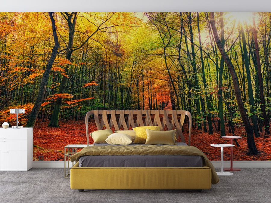 leaves in forest wallpaper mural lounge decoration