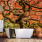 Wallpaper mural with an autumn winding tree scene for use in decorating the bathroom