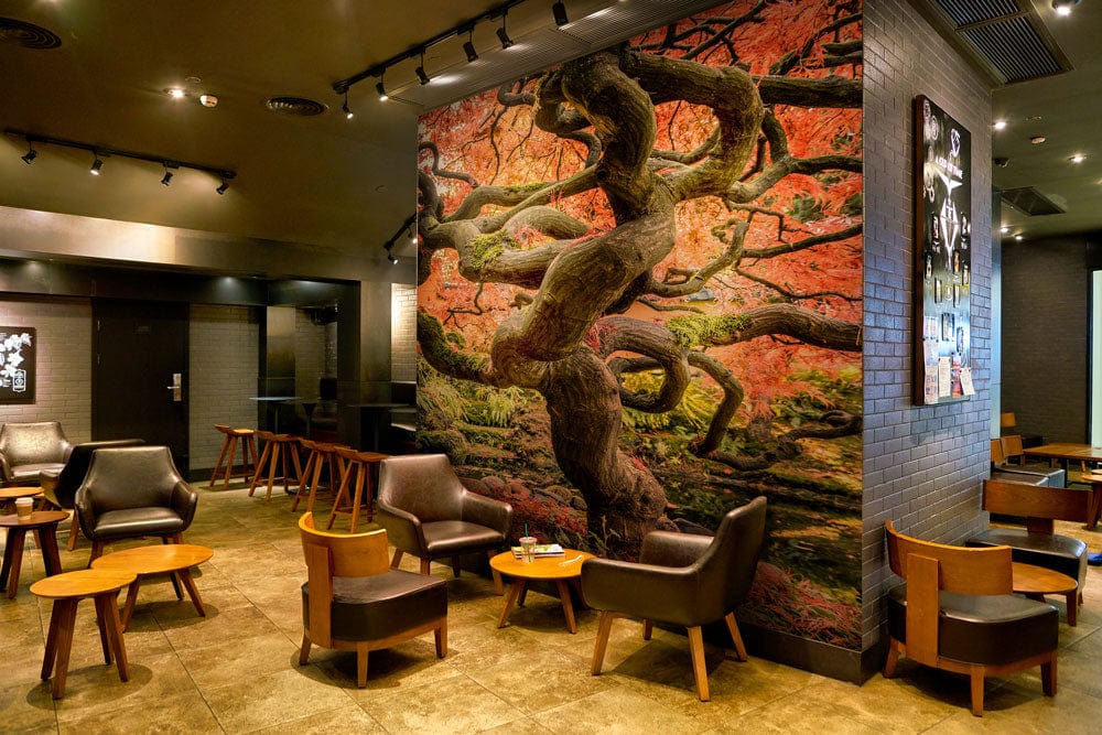 Fall Meandering Tree Wallpaper Mural for Decorating the Restaurant