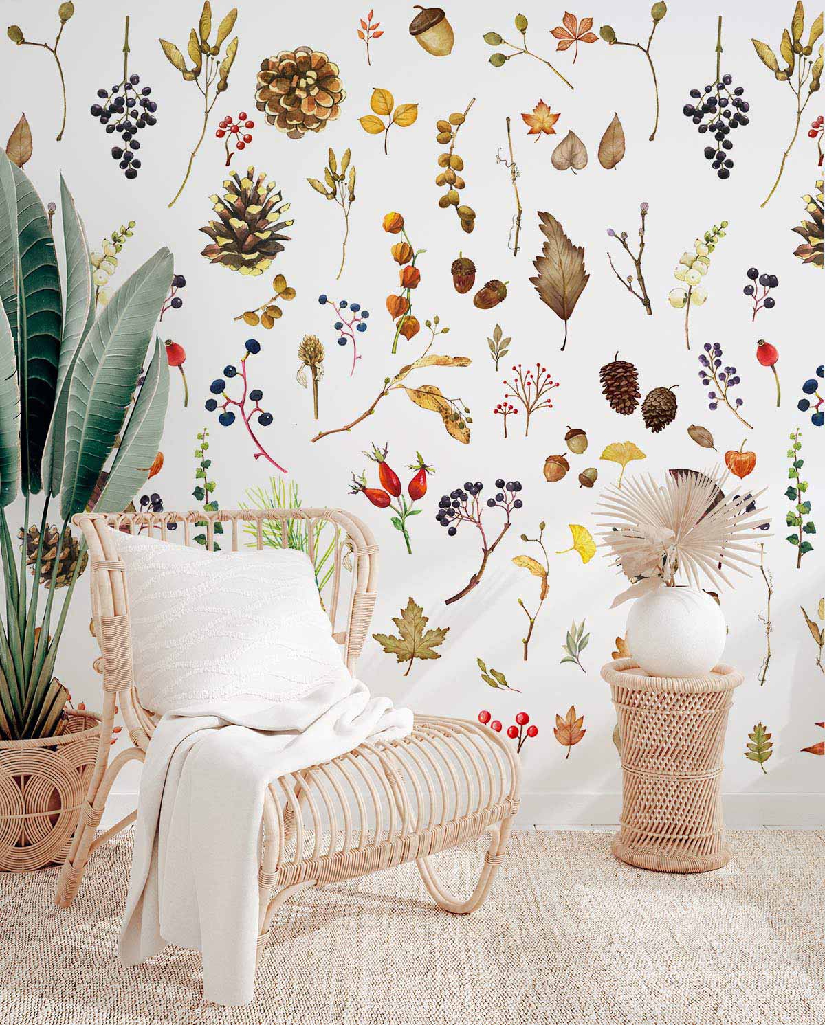 fall plants wallpaper mural for living room