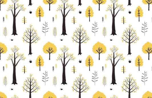 Autumn Trees Cartoon Forest Wallpaper Home Decor