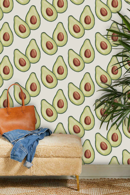 Sliced Avocados Fruit Wallpaper Mural for hallway decor