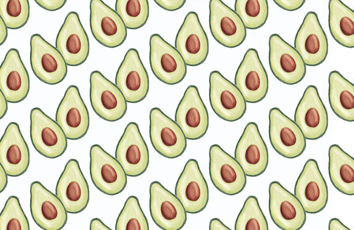 Whimsical Avocado Green Kitchen Mural Wallpaper