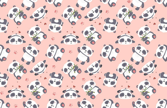 sweet pink panda animal wall murals