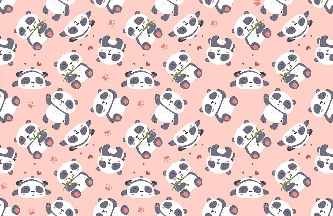 sweet pink panda animal wall murals