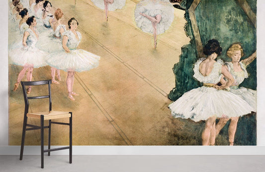 Vintage Ballet Dance Illustration Mural Wallpaper