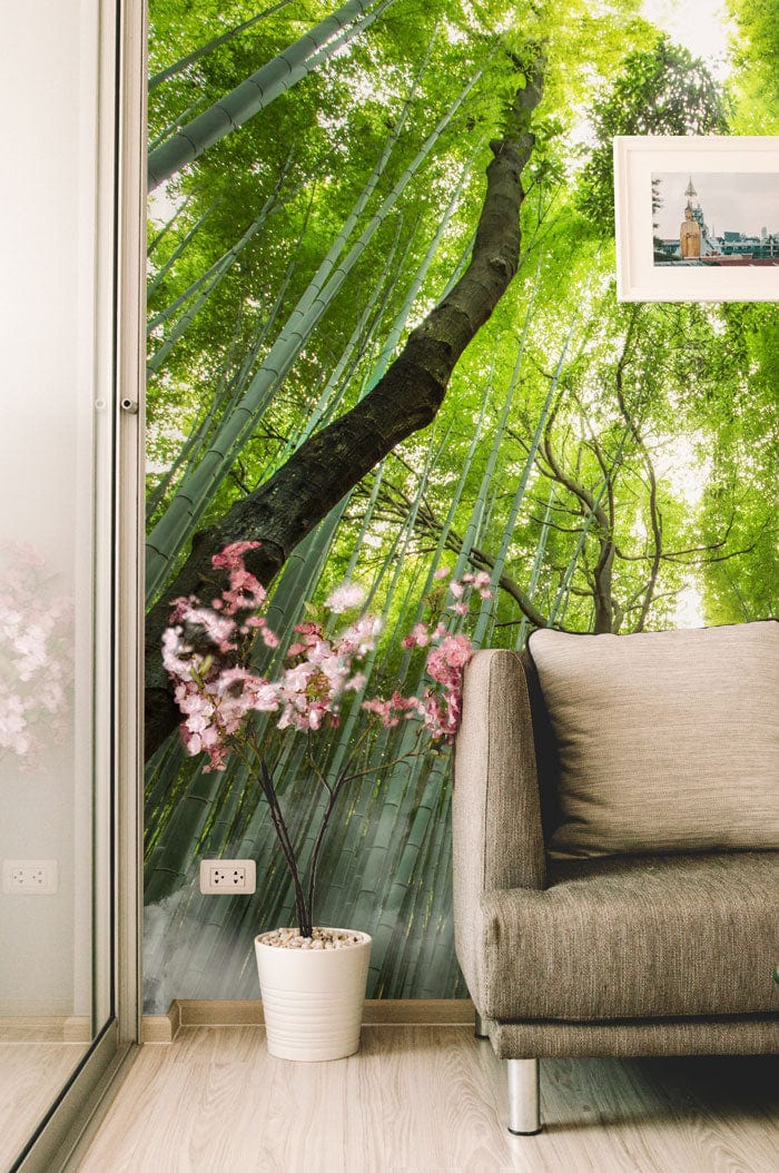 Bamboo mural hallway room wallpaper