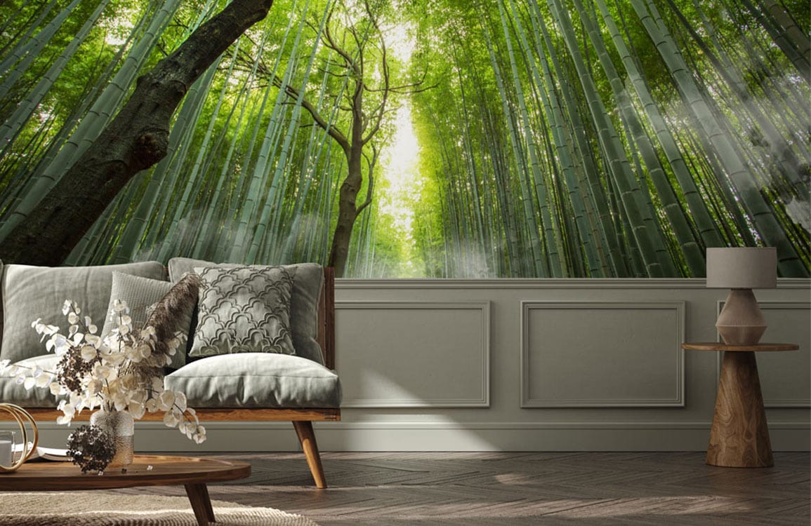 3d visual bamboo forest wallpaper mural