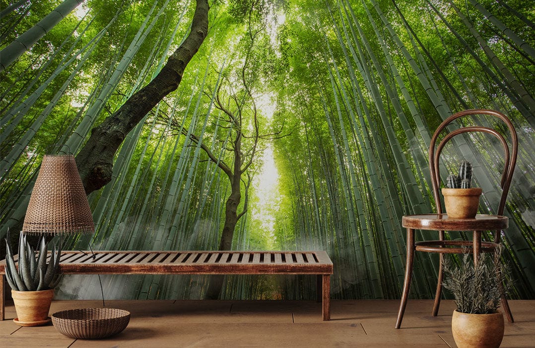 lounge room bamboo wallpaper mural design